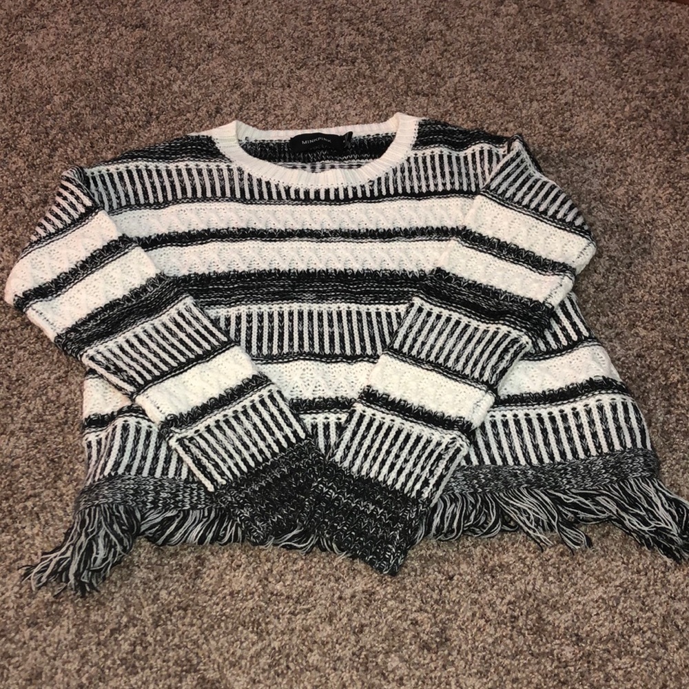 Black and white mink pink sweater